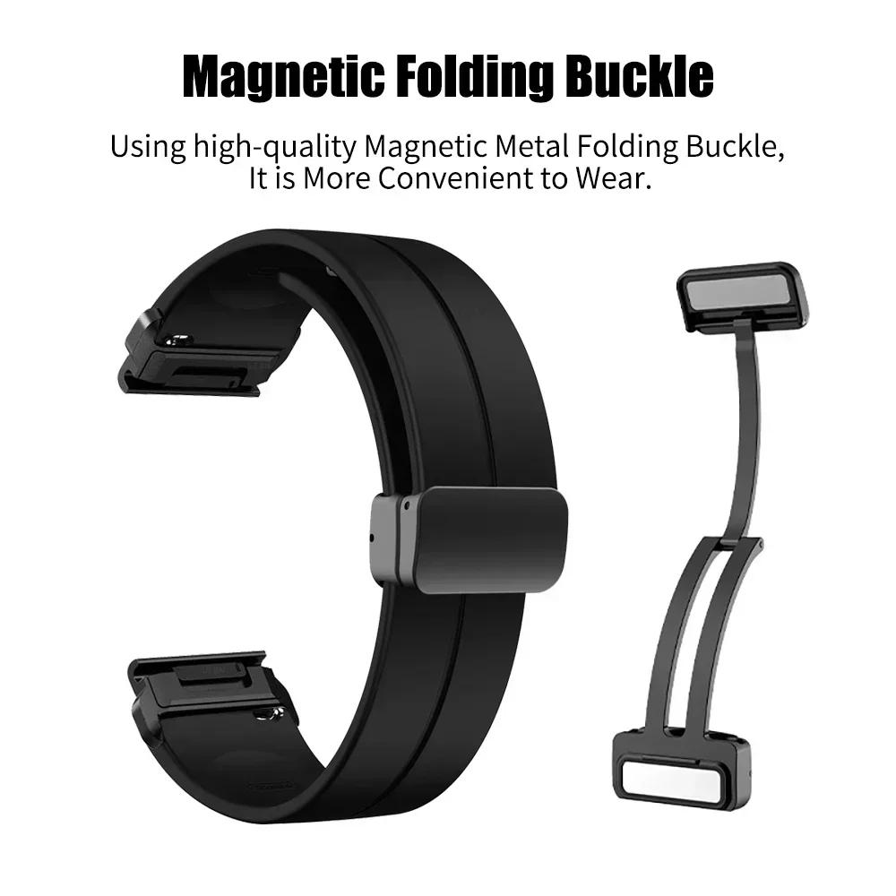 26mm 22mm Magnetic Buckle Strap For Garmin Fenix 7 7X 6X Pro 5Plus 6S 7S 3 3HR Forerunner 965 945 Silicone Bracelet Watchband