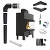 Corner Fireplace KRATKI FLOKI Right 10kW Ø200 Black Closing Installation Kit
