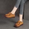 Johnature Flats Retro Round Toe Loafers Genuine Leather Comfortable Plush Warm Women's Slip-on Shoes
