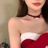 Clavicle Chain Velvet Collar Necklaces Love Heart Pearl Pendant Choker Christmas Bow Choker  Women