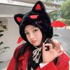 Интернет-знаменитость милая шапка с кошачьими ушками вышитая плюшевая маленький дьявол женская сезонная уличная холодная и теплая шапка с ушками