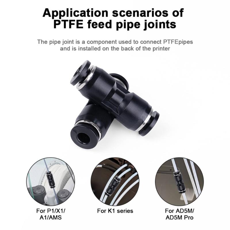 Черный ПУ4 Фитинг для трубок Соединитель для трубок Пневматический удлинитель для подающей трубы Для трубок ПТФЭ в 3D-принтерах