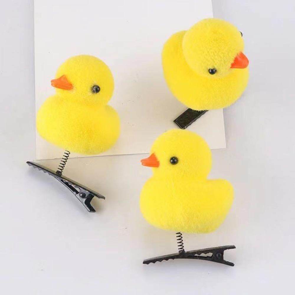Little Yellow Duck Spring Hair Clip Cartoon 3D Cute Korean Hairpin  Children Headwear