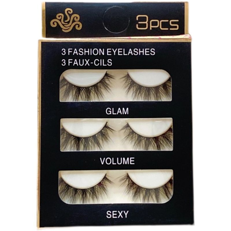 Aimo - Набор из 3 пар: Объемные накладные ресницы с перекрещиванием