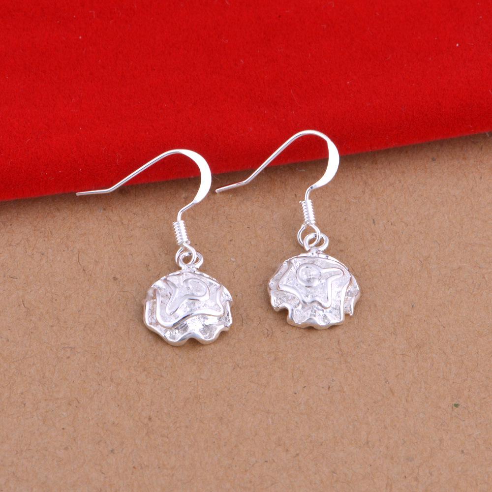 Rose Flower 925 Sterling Silver Plated Jewelry Set: European and American Style Bracelet, Necklace, Earrings