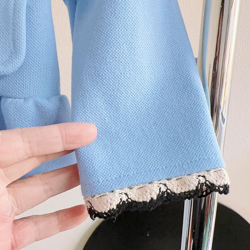 Весенний комплект из двух предметов для девочек: топ с французским воротником Питер Пэн и повседневные брюки