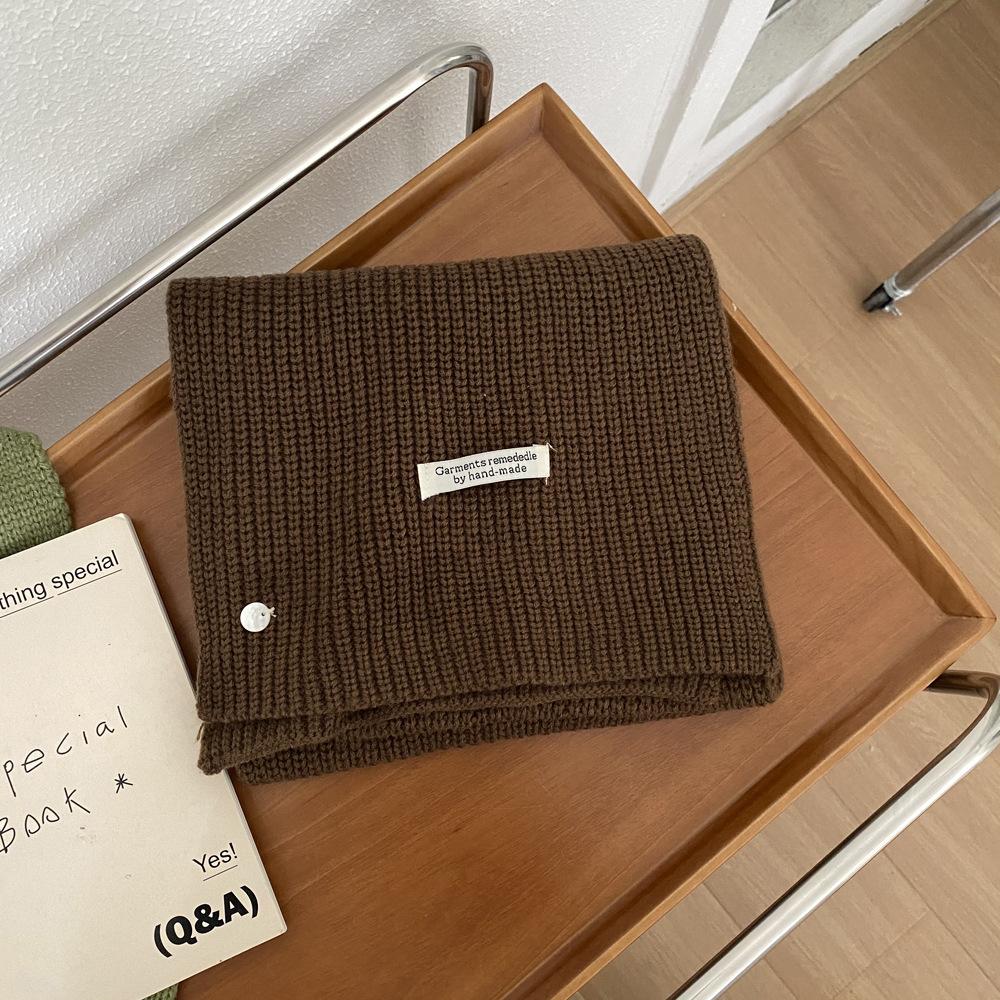 New Korean version knitted scarf imitation cashmere couple solid color multi-color women autumn and winter thickened warm atmosphere