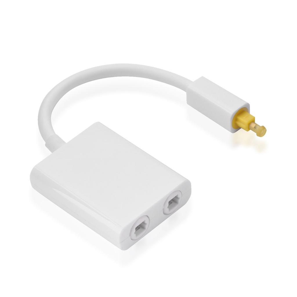 Dual Port Toslink Digital Optical O Splitter Adapter O Cable 1 In 2 Out White