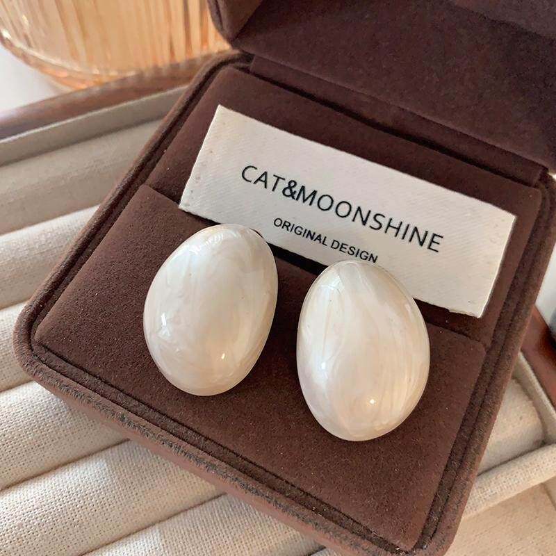 Oval Ancora Red Earrings 2026 New Popular Enamel Earrings Light Luxury High-End European and American Retro Style Earrings