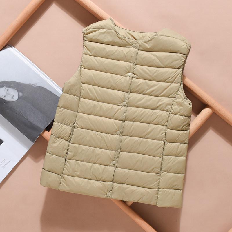 Ультралегкий женский жилет-пуховик, однобортный, без рукавов, женский жилет на утином пуху, теплая куртка с пуховой подкладкой