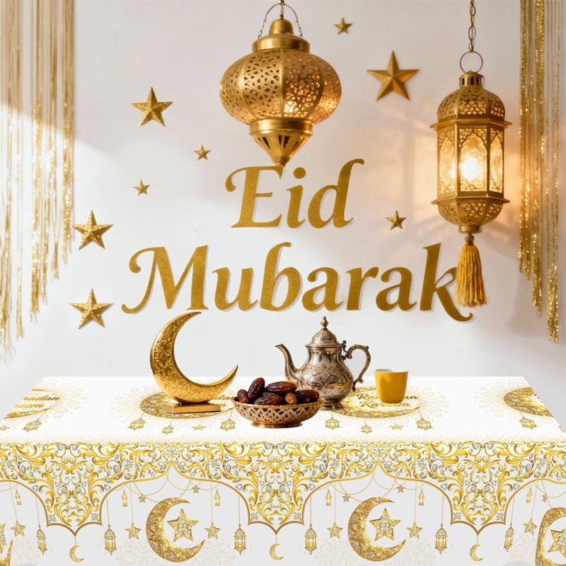 Скатерть для декора Рамадана EID Mubarak Декор для дома 2026 Ramadan Kareem Исламская Мусульманская Вечеринка Ид аль-Адха Подарки Счастливый Ид аль-Фитр