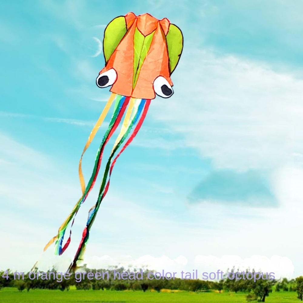 Orange 3D 3D Kite 4m Giant Soft Kite Factory Outlet Children Flying Kite  Family Interaction