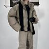 Counter Winter Vintage PU Leather Padded Jacket Loose Fit Stand Collar Couple Coat Men Women