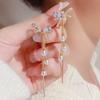 New Fashion Trend Unique Design Exquisite Light Luxury Zircon Bow Knot Pearl Tassel Earrings Women High Jewelry Party Gifts