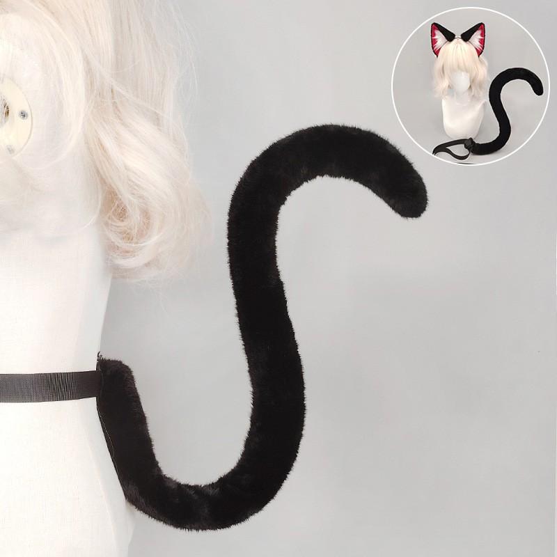 Handmade Cat Ear Headband Tail Set Cosplay Anime Convention Costume Sweet Cool Style Plush Animal Ears Accessories