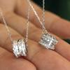 Ожерелье с подвеской Sterling Circle для женщин Bling Bling Crystal CZ Statement Свадебный аксессуар Модные ювелирные изделия