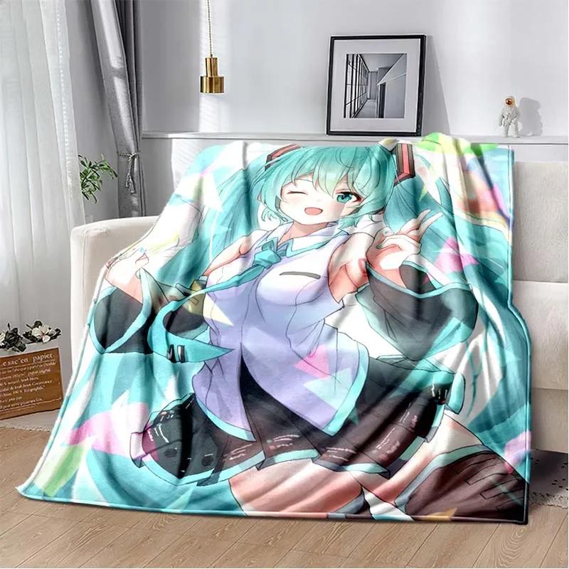 Плед с изображением девушки Vocaloid из аниме Каваи Мику, легкий, мягкий, плед-покрывало, покрывало на кровать, чехол для дивана, подарок для детей