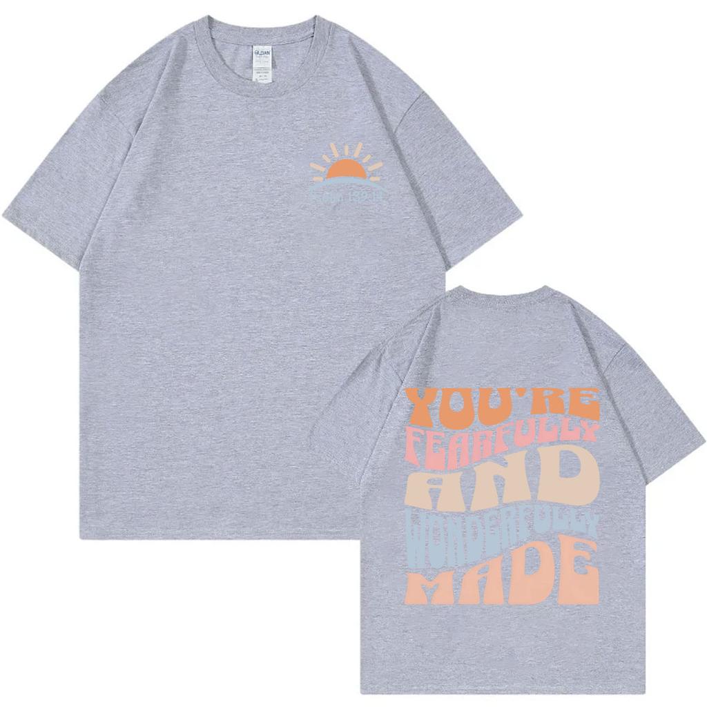 Youre Fearfully and Wonderfully Made Christian Bible Verse Tshirt Casual Fashion Loose T Shirt Unisex Summer Cotton Tshirts