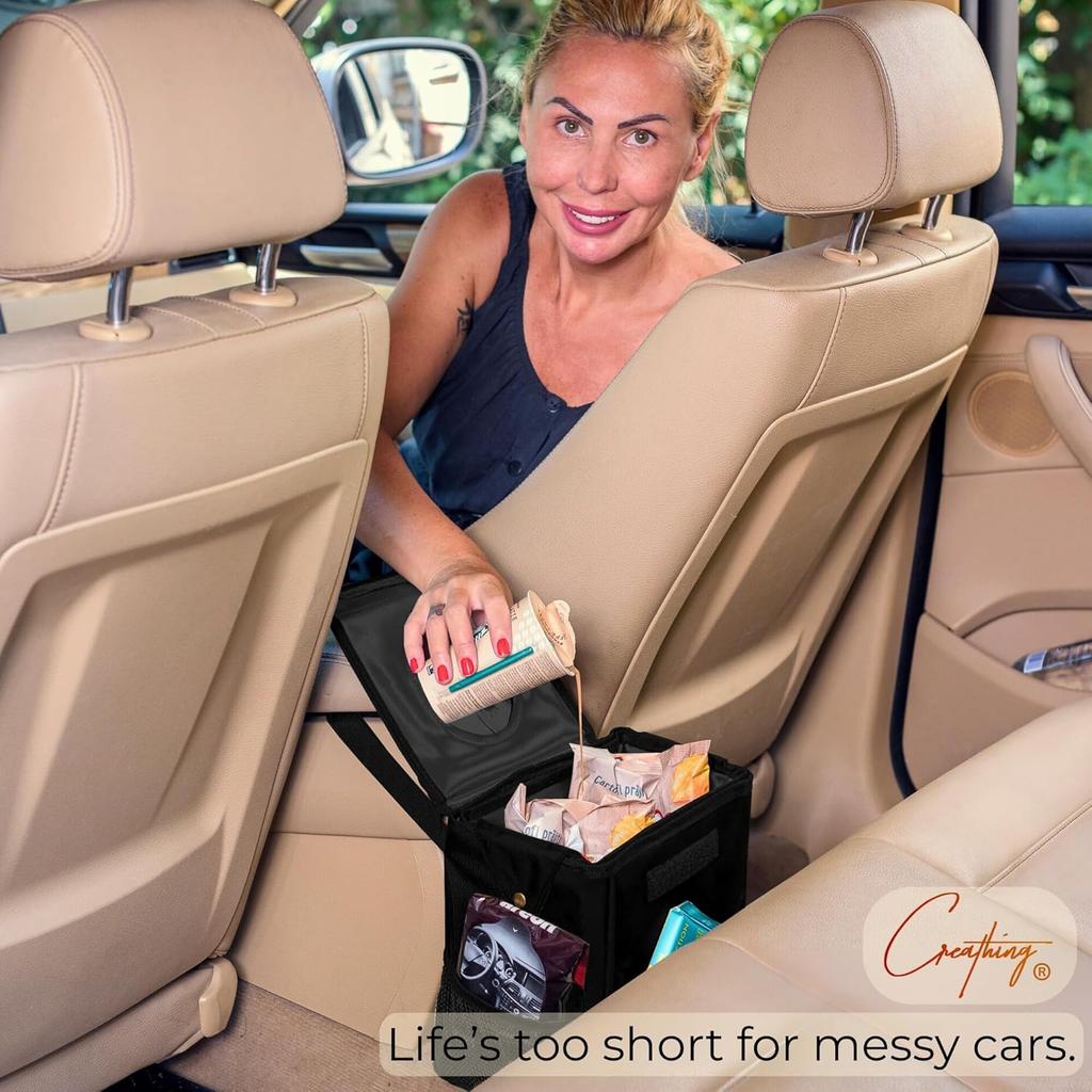 Creathing Car Trash Can | Touring Edition | Engineered with Detachable Leak-Proof Liner & Odor-Control Lid - Universal Hanging Garbage Bin for Cars,