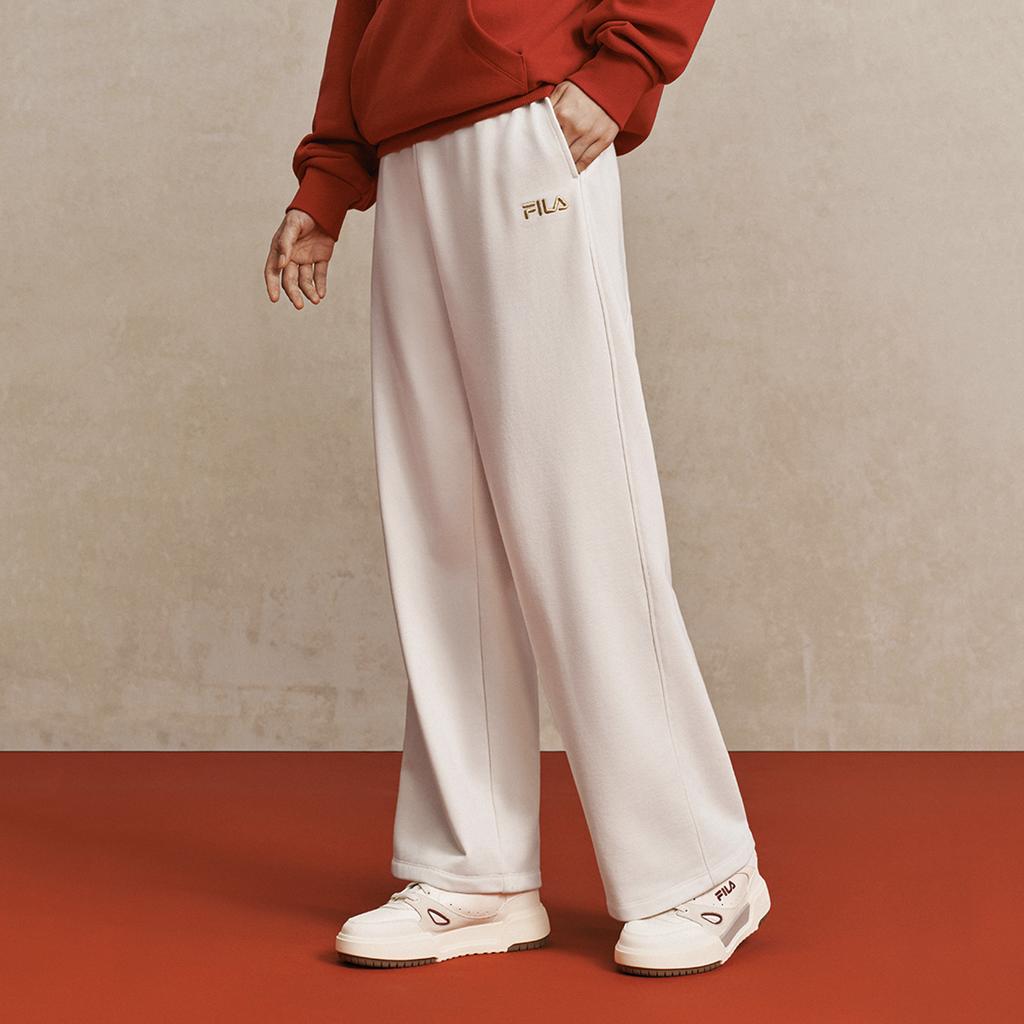 Fila Оригинальные Классические Минималистичные Модные Ретро Универсальные Удобные Свободные Повседневные Брюки Женские низы Паровой-Белый F51W619601FIV