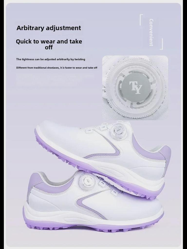 Женская обувь для гольфа: Универсальные, нескользящие, водонепроницаемые, с эластичными шнурками и фиксированными шипами