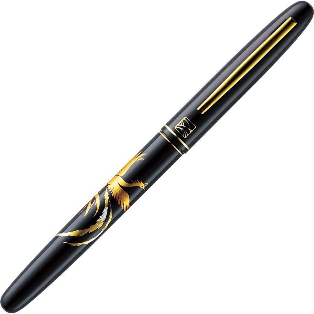 Kuretake Fountain Brush Auspicious Bird Phoenix Black Pen, Maki-e Monogatari, Design, Barrel, DU180-315