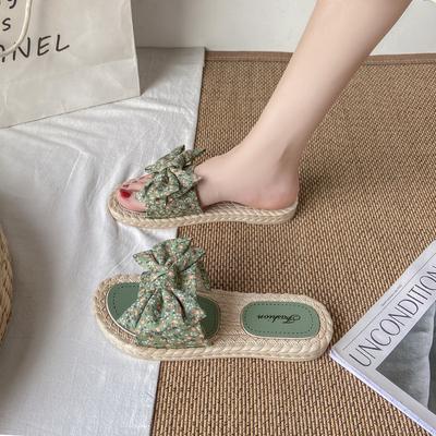 Модные женские новые тапочки на плоской подошве в стиле феи, летние пляжные сандалии с диким бантом, домашние и уличные тапочки