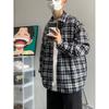 2024 Клетчатая рубашка с длинным рукавом в японском стиле Гонконга Ins Свободная рубашка для мальчиков Летнее модное универсальное повседневное пальто