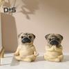 Meditating Dog Figurine Resin French Bulldog Statue Yoga Puppy Animal Sculpture Home Office Desktop Garden Decoration Ornament Festival Gift