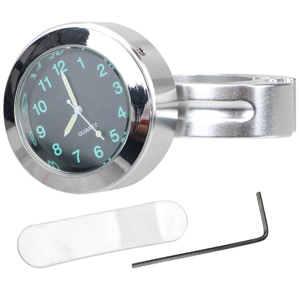 Aluminum Bicycle Watch Black/ Silver Waterproof Motorcycle Handlebar Quartz Clock