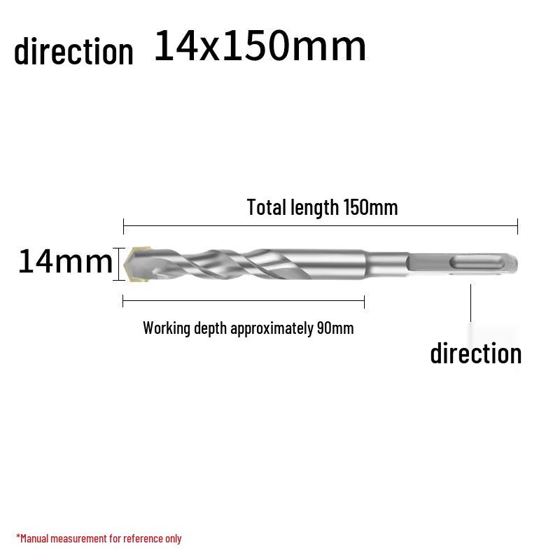 Сверло ударное 4-зубое с квадратным хвостовиком для бетона, сверло 2-зубое с круглым хвостовиком для расширения отверстий 150 мм
