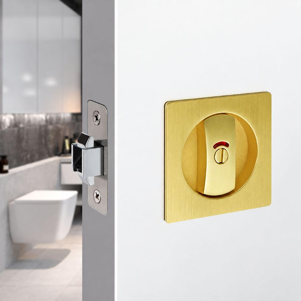 Zinc Alloy Pocket Door Lock Self-Locking Keyless Lock Premium Sliding Privacy Lock  Home