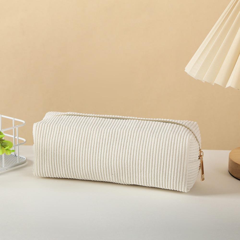 Large Capacity Pencil Case Corduroy Toiletry Organizer Fashion Velvet Makeup Pouch  Lady