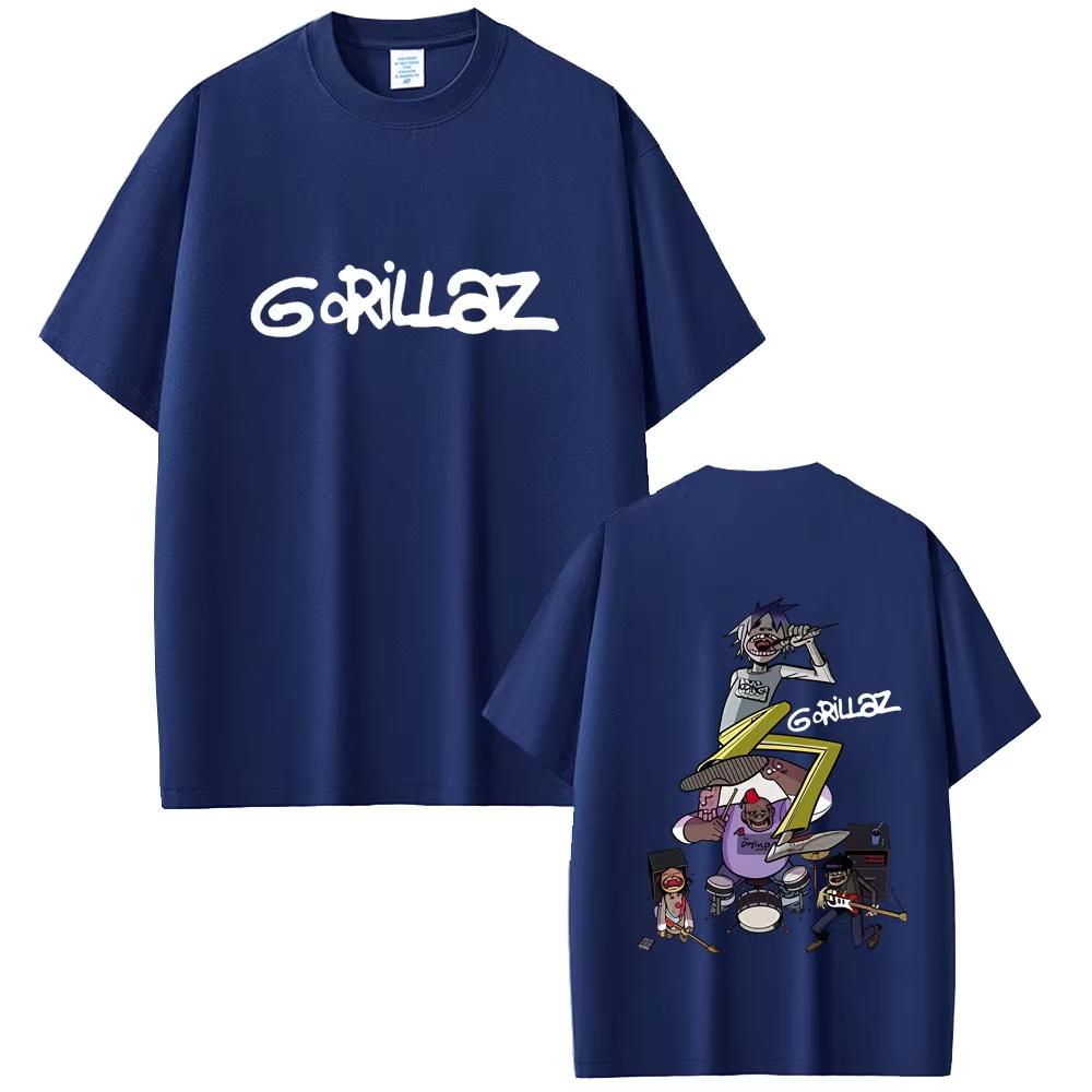 Музыкальная группа Gorillaz Графические футболки Мужские Женские Мода Винтаж Оверсайз Уличная одежда Мягкий Хлопок Футболки Топы
