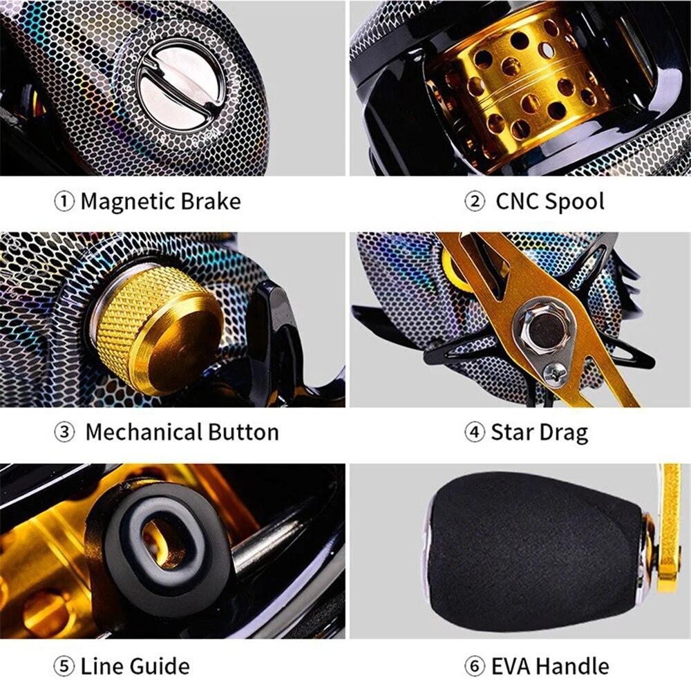 LEO Рыболовная катушка 18+1BB Кастинговая катушка, гладкий металл 7,2:1 рыболовная катушка с передаточным числом и стандартной, глубокой или мелкой шпулей для окуня