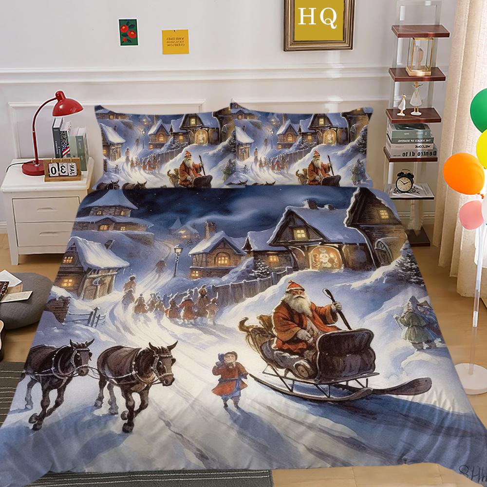 Модное рождественское одеяло с принтом размера «king-size», комплект высококачественного полиэстера для подростков, детей, домашнее постельное белье