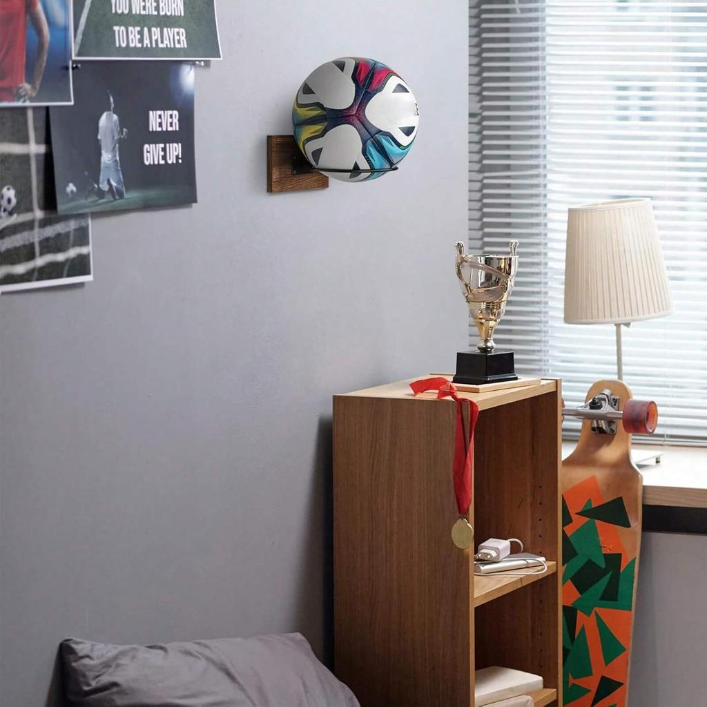 Подставка-держатель для мяча для настенного крепления для баскетбола, подставка для демонстрации футбольного мяча, деревянная и металлическая стойка для хранения волейбола, софтбола, шарфов