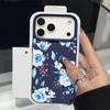 Чехол из ТПУ с текстурой кожи для iPhone 17 17e 16e 16 15 Pro Max 14 13 Pro Max 11, синий, с цветочным принтом, мягкий силиконовый задний чехол