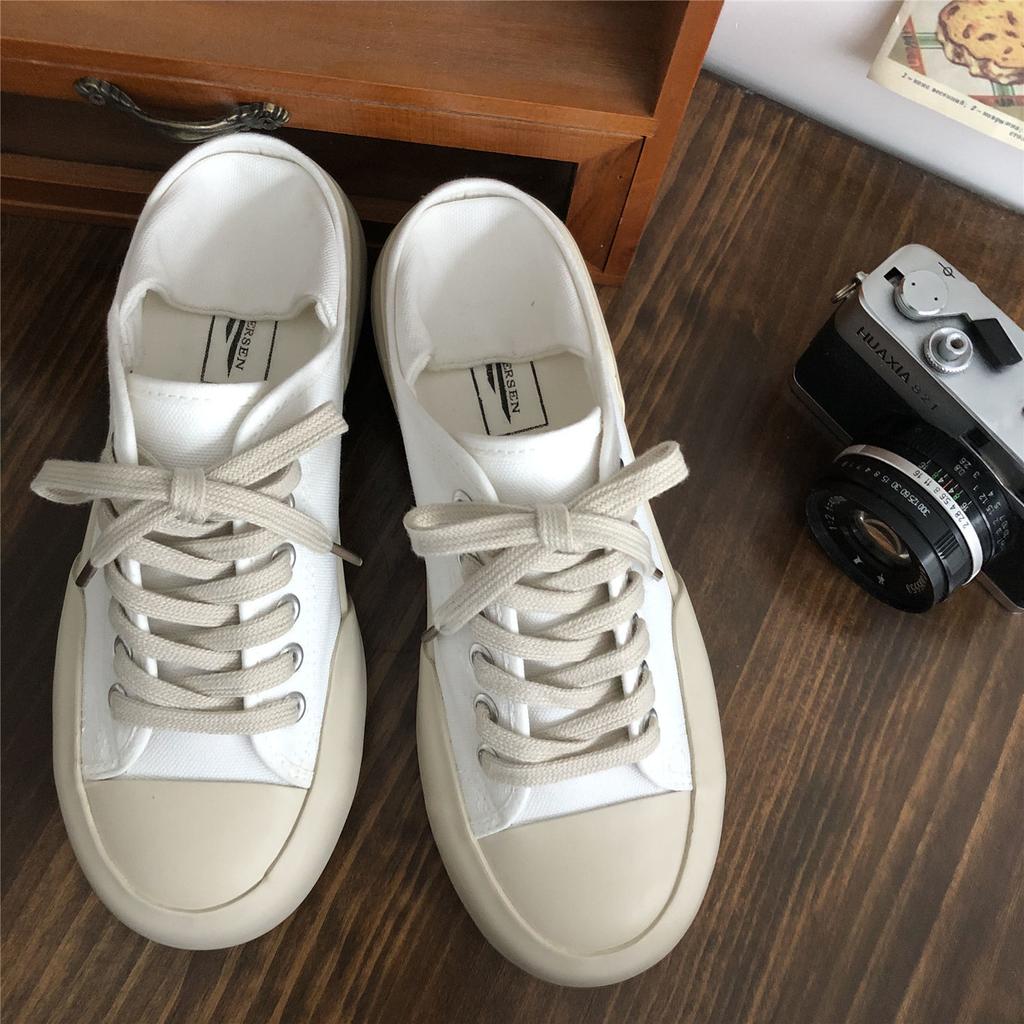 Круглый носок Женская обувь на плоской подошве Женская обувь на шнуровке из парусины Дизайнерская новинка в оригинальных тенденциях 2024 года Легкая повседневная вулканизированная обувь для H