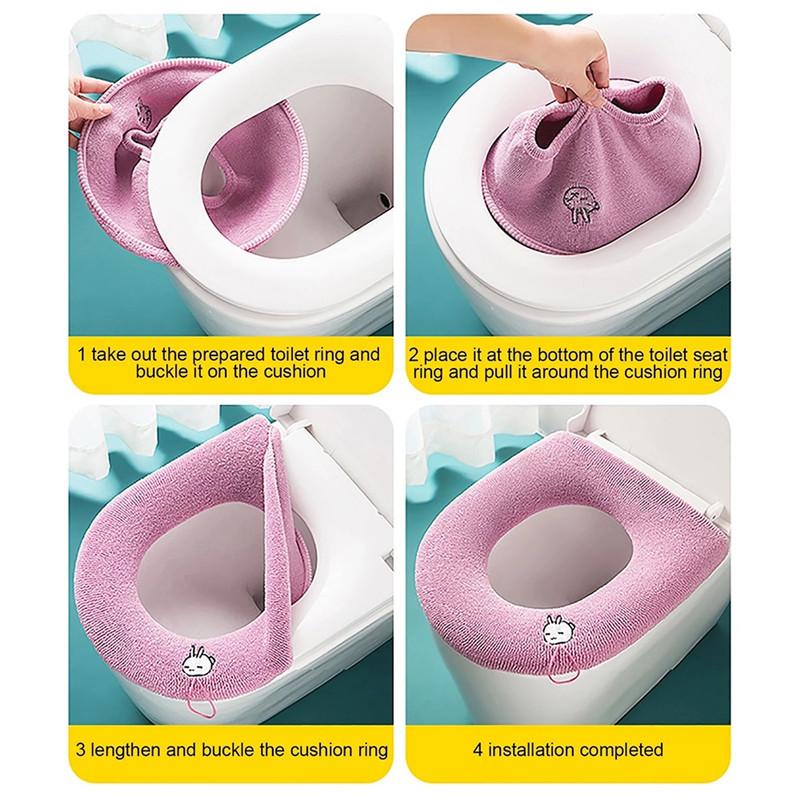 Утолщенный теплый чехол для унитаза, мягкий коврик, моющийся коврик для унитаза, чехол для сиденья, накладка на крышку унитаза, чехол для биде, аксессуары для ванной комнаты