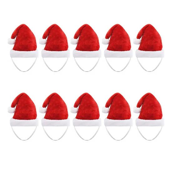 Pet Santa Hat Red Fleece Santa Claus Hat Dog Cat Dress-up Costume for Puppy Kitten Small Cats Dogs Holiday Cosplay Accessory