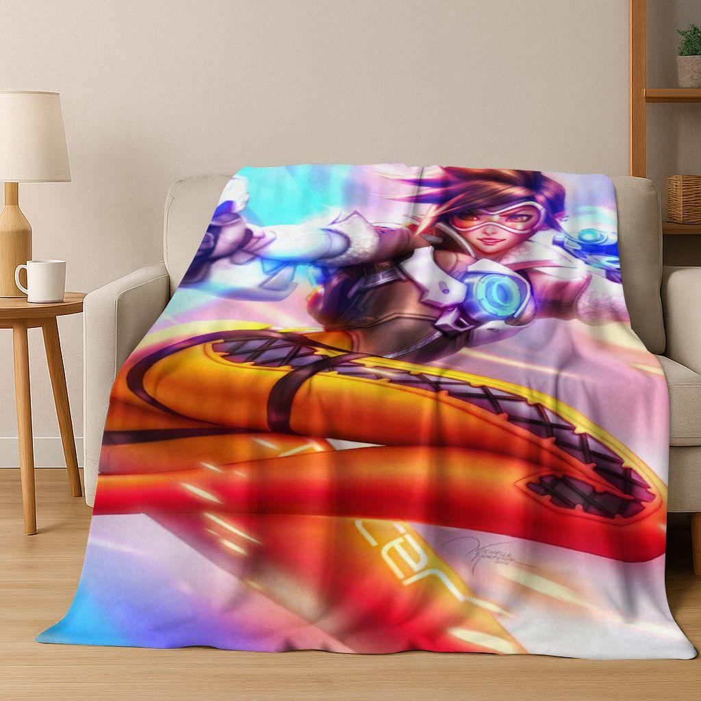 Игровое одеяло OW Overwatch D.VA Mei Reaper Мультяшное 3D Фланелевое, Уютное Мягкое Плед для Дома Спальни Кровати Дивана Пикника Покрытие Подарок