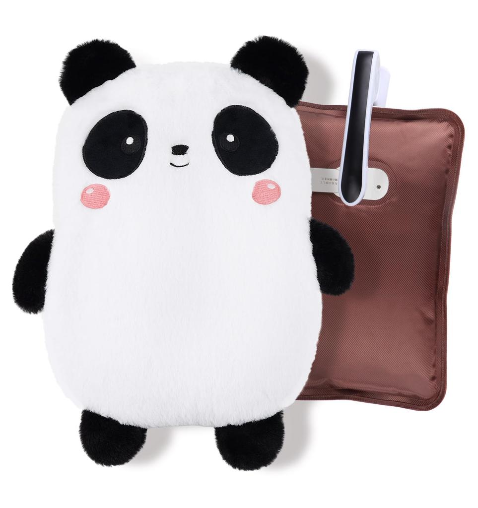 Rechargeable Hot Water Bottle with Large Insulated Heat Retains Heat for Includes Fluffy Prevents Overheat No Hot Water Changes Cute Panda Warmer for