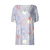 Women's Casual Print V-Neck Short Sleeve Decorative Button T-Shirt Top