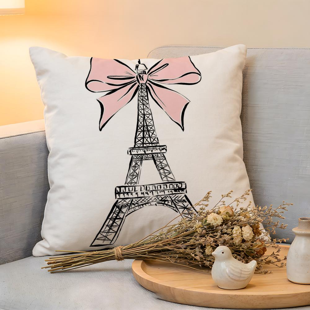 Cushion Cover Linen SkinFriendly Soft Decorative Case For Sofa Home Decor Classic France Eiffel Tower Pillow cover