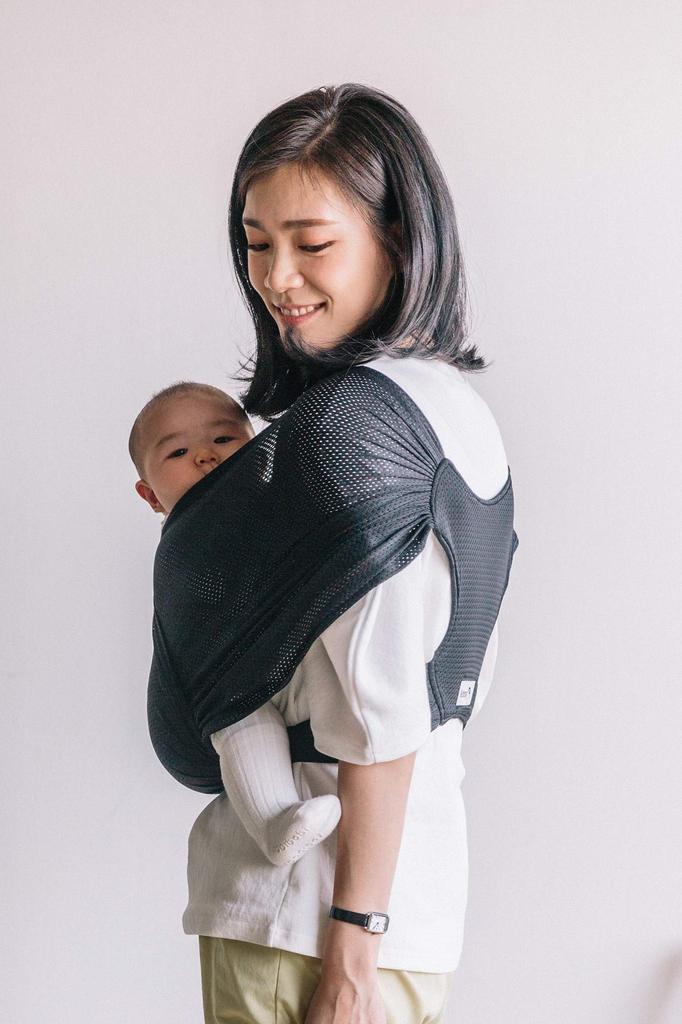 Konny Baby Carrier AirMesh Sling for Comes with Eco International Safety Stays Cool with Just One Mesh (Konny) Newborns, Pouch, Certification, (Black)