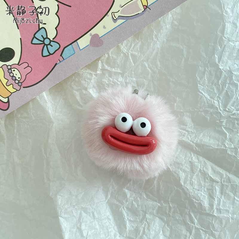 Funny Sausage Mouth Keychain - Cute Plush Hairball Pendant for Backpacks & Car Keys, Whimsical Bag Charm Accessory Gift
