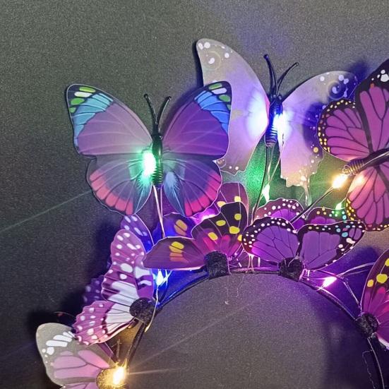 Женская рождественская лента для волос, светящаяся светодиодная подсветка, различные бабочки-чародеи, эластичная противоскользящая обруч для новогодней вечеринки, аксессуары для волос, реквизит для фотосессии