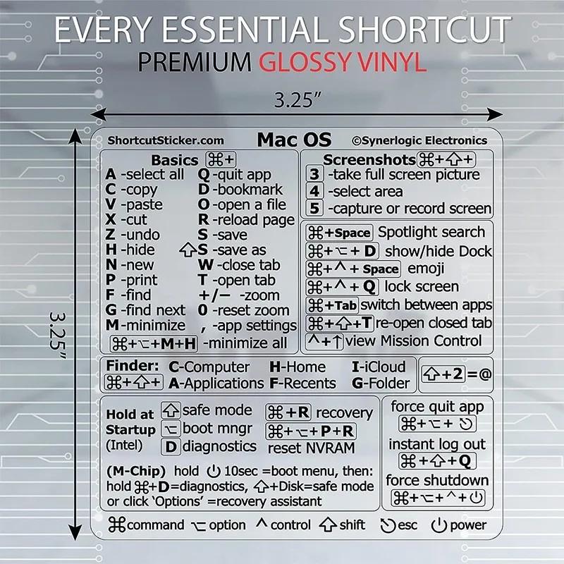 Для Mac Windows Наклейки с горячими клавишами Word Excel Прозрачные наклейки Графика букв Защитная наклейка для ноутбука Быстрая навигация