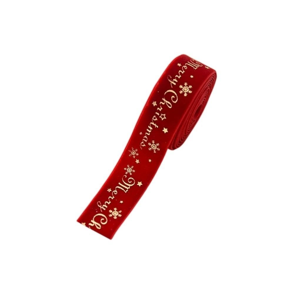 DIY Gold Stamp Velvet Ribbon Woven Wreaths Green Red Ribbon Christmas Tree Ornaments